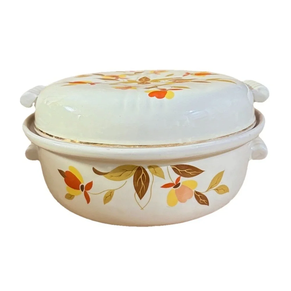 Vintage Hall's Autumn‎ Leaf Jewel Tea Covered Casserole Dish by Mary Dunbar